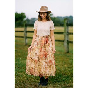 Women's Maxi Skirt Cottagecore Prairie Floral Fairy Flowy Y2K Size Large